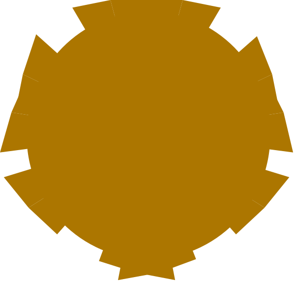 The image shows a simple graphic of an orange flower with six petals arranged around it.