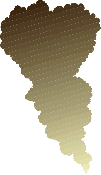 The image shows a black silhouette of an abstract shape resembling smoke with two shades on either side against a white background.