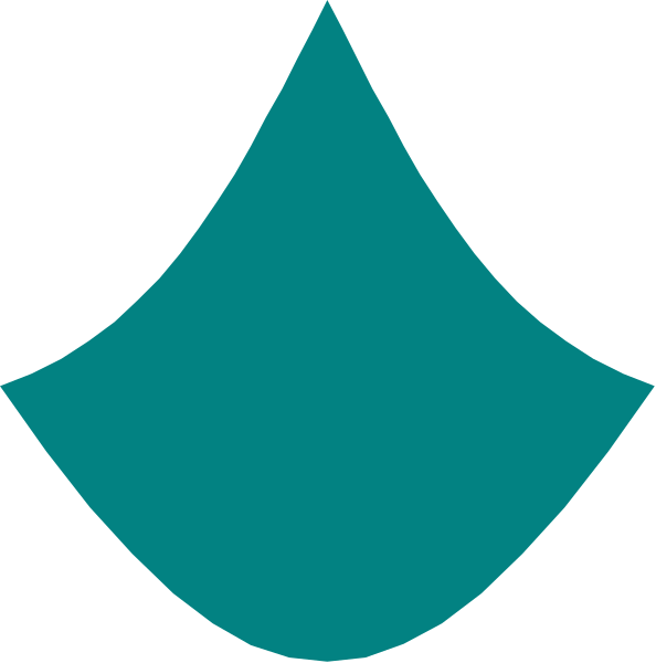 The image shows a simple graphic with two shapes: an irregular blue shape on top of another similar but smaller greenish-blue one below it against a black background.