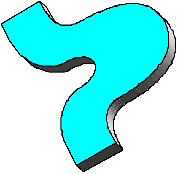 The image shows a stylized graphic of an arrow pointing to its right with two question marks on either side forming a V shape against a black background.