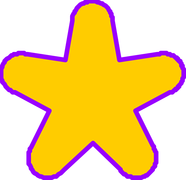 The image shows a purple star with an orange outline next to it on what appears to be a white background.
