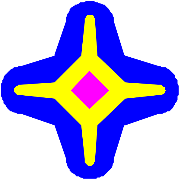 The image shows a stylized blue star with yellow lines forming an abstract design resembling a compass rose within it; there is no text present in this clip-art graphic.