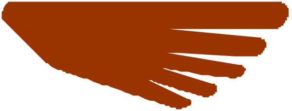 The image shows a red hand with fingers spread out against an indistinct background that appears to be grayish-brown in color.