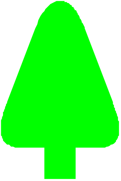 The image shows a green Christmas tree on top of another smaller green Christmas tree with an arrow pointing to it from above.