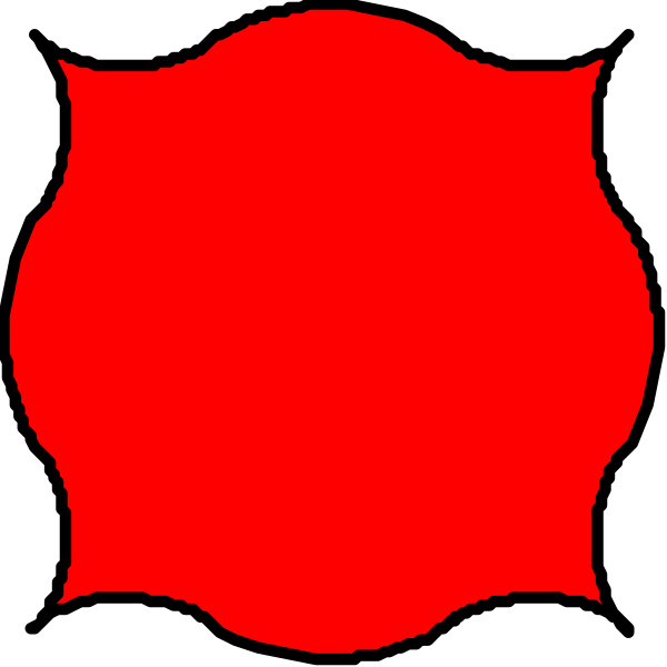 The image shows three red shapes that resemble a flower with six petals arranged around it; these could be interpreted as flowers in bloom against a black background.