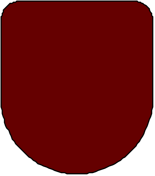 The image shows a red circle with white lines forming an abstract shape resembling a shield on top of it against a gray background.