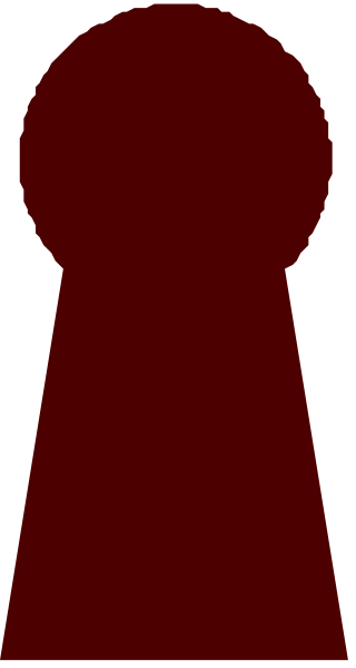 The image shows a red silhouette of an object against a gray background with two vertical lines on either side forming a frame around it.