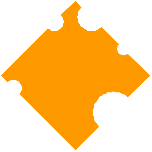 The image shows a stylized orange puzzle piece with an irregular shape against a black background.