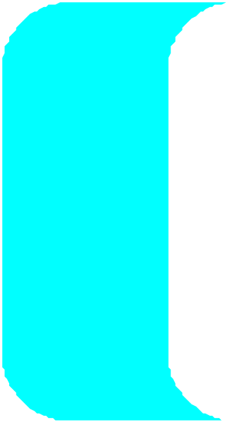 The image shows a blue letter "d" on top of another smaller blue letter "e".