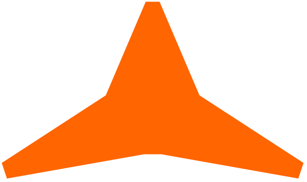 The image shows a logo with an orange outline of three peaks on top of each other against a white background.