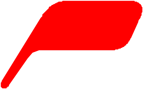 The image shows a red logo with white text that reads "P".