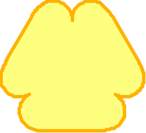 The image shows a simple cartoon of two hands with fingers pointing upwards towards an abstract yellow shape that resembles a smiley face emoji.