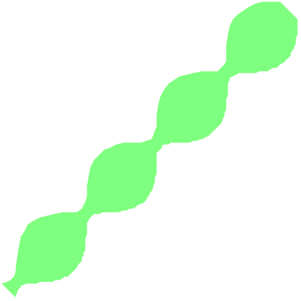 The image shows a simple green abstract design resembling waves with white outlines against a black background.