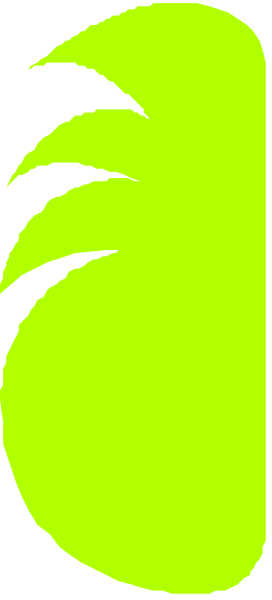 The image shows a simple black and white line drawing of an abstract shape that resembles a stylized tree with green leaves on one side against a yellow background.