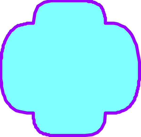 The image shows two blue cloud shapes with a purple outline against a black background.