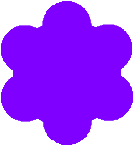 The image shows a purple flower with six petals against a gray background on its left side.