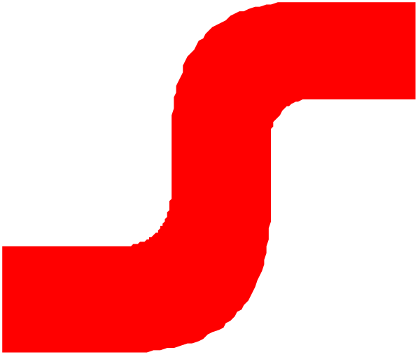 The image shows a red logo with white lines forming an abstract design that resembles letters "S" and "P".