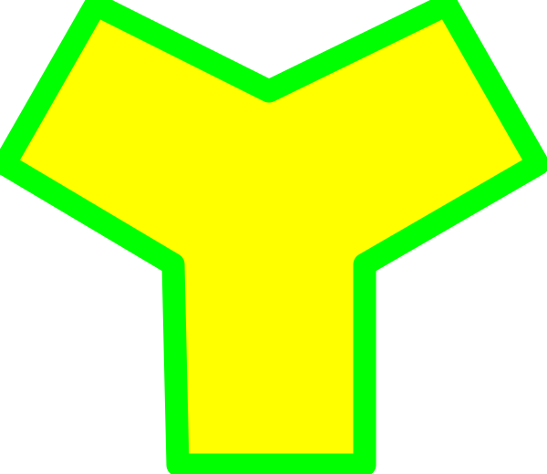 The image shows a pixelated representation of an abstract shape with geometric patterns resembling a stylized face mask design in yellow against a dark background on the left side; there is no text present within this small clip-art image, and it does not depict any objects or actions that can be confidently identified.