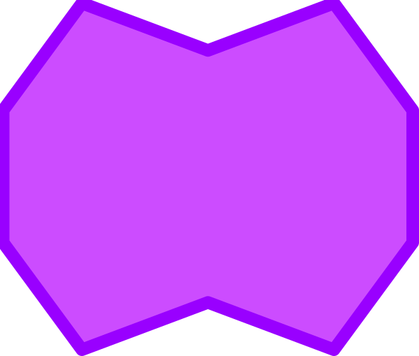 The image shows a purple hexagon with two smaller triangles inside it on top of each other against a dark background.
