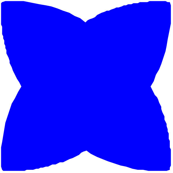 The image shows a blue butterfly with two wings against a white background.
