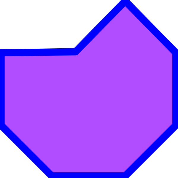 The image shows a purple hexagon with two smaller triangles inside it against a black background.