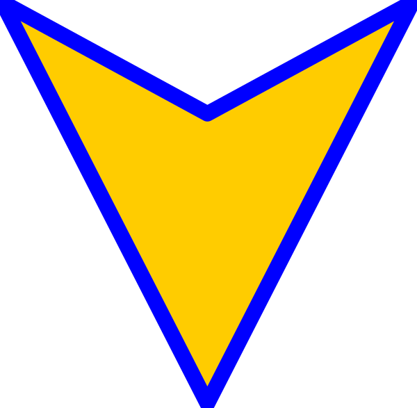 The image shows a stylized yellow triangle with blue outlines on what appears to be an abstract background.