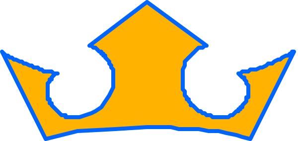 The image shows a crown with blue outlines on top of an orange background.