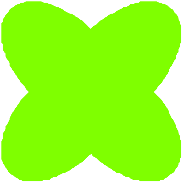 The image shows a green cross with two x's on it against an unseen background.