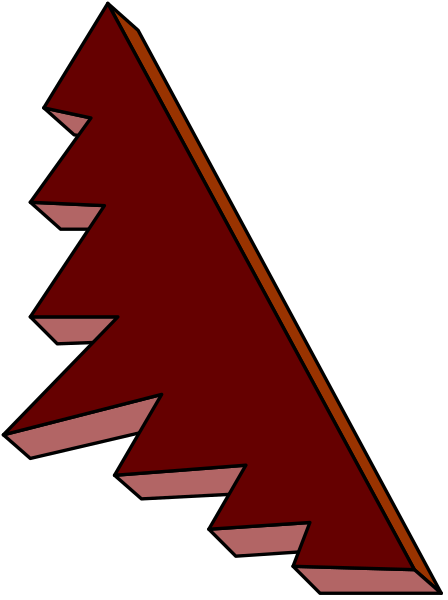 The image shows a red Christmas tree with three tiers of branches on top against a black background.