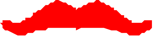 The image shows a red mustache on top of an object that resembles a gray wall with two black lines at its base forming what appears to be eyes.