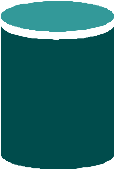 The image shows a blue cylindrical object with an opening on top against a gray background.