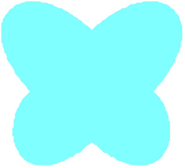 The image shows a blue butterfly with two wings against a white background.