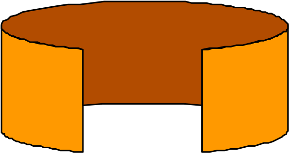 The image shows a simple line drawing of three overlapping circles with an orange outline on top against a white background.