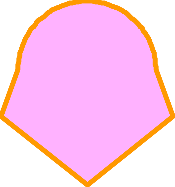 The image shows two pink shapes resembling a heart with an orange outline on top of each other against a white background; there is no text present in this clip-art graphic.