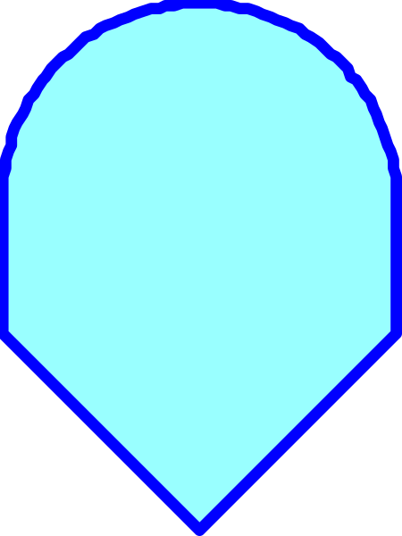 The image shows a blue triangle with an outline of a house inside it on top of what appears to be a gray background.