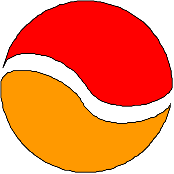 The logo of a company with red, yellow, black, white color scheme featuring an abstract design resembling a stylized globe on top of two overlapping circles in contrasting shades of orange-red and blue-green.