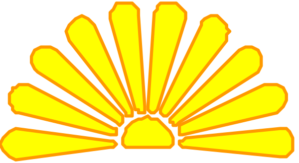 The image shows a stylized graphic of an orange sun with rays extending outward from its center, set against a dark background; it is reminiscent of a logo for a company named "SUN".