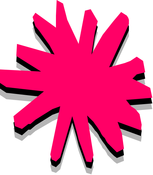 The image shows a pink starburst graphic with white lines radiating from it against an unseen background.