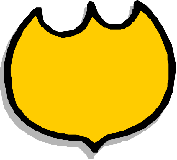 The image shows a black and white logo with two yellow logos resembling batman's emblem on either side of it; in between them is an illustration that appears to be a stylized letter 'B'.