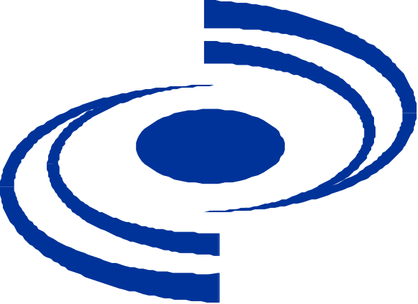 The image shows a blue circle with concentric rings on top of another smaller blue ring against a gray background; there is no text present in this clip-art image.