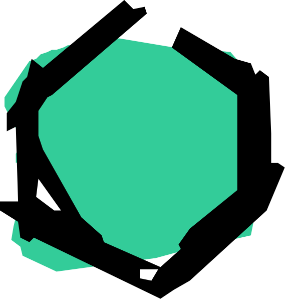 The image shows a sequence of two identical hexagons with alternating green and blue backgrounds on either side against black backdrops; there is no additional content in this clip-art representation.