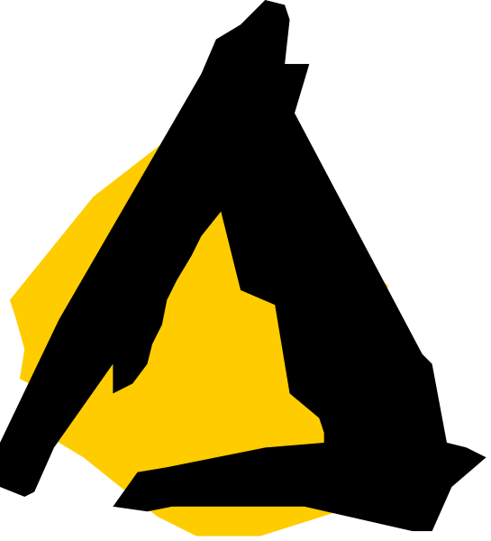 The image shows a black silhouette of an animal with two horns on its head against a white background.