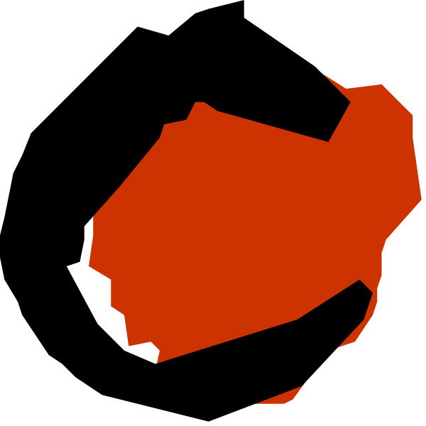 The image shows a red object with an irregular shape that resembles a stylized map of Africa on top of it; there is no text present in this clip-art graphic.