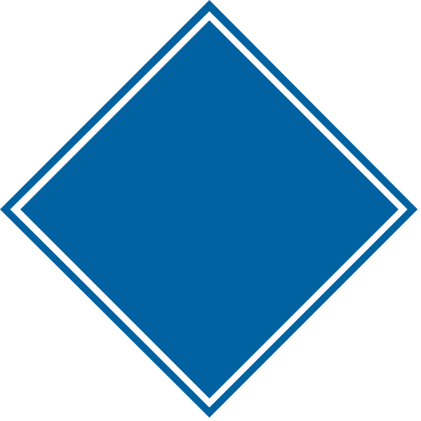 The image shows a blue diamond shape with two smaller diamonds inside it against a black background.