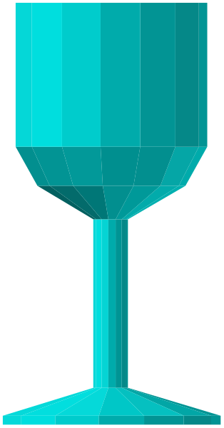 The image shows a blue wine glass with stem against gray background on left side of frame; no other significant details visible due to small size