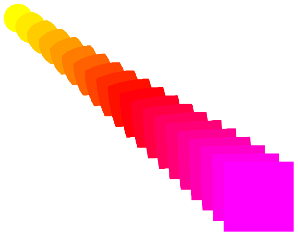 The image shows a colorful abstract representation of an object with multiple segments that resemble rainbow stripes against a dark background.