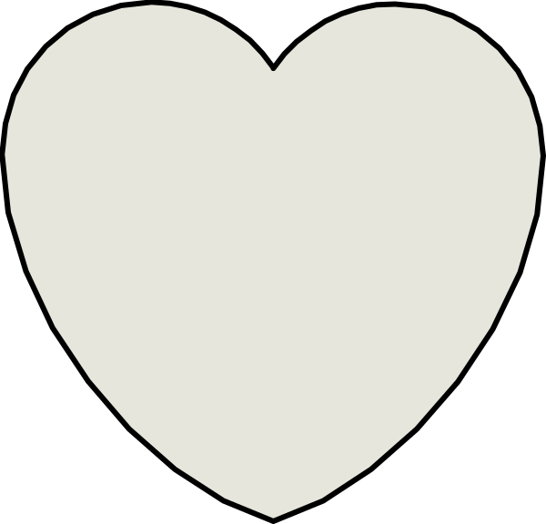 The image shows a black silhouette of two hearts with an outline that is slightly darker than white against a plain background.