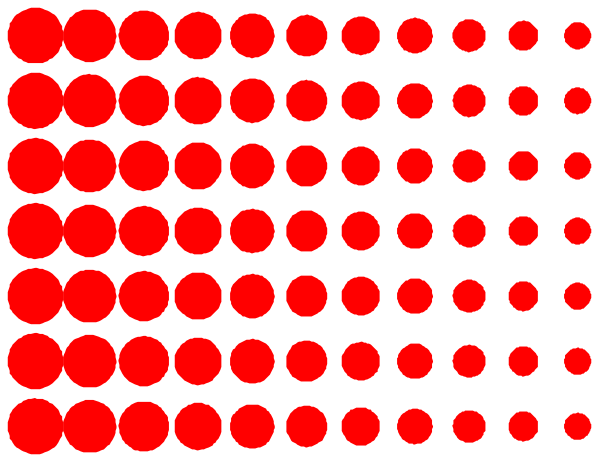 The image shows a red grid with white dots on it against an otherwise dark background.