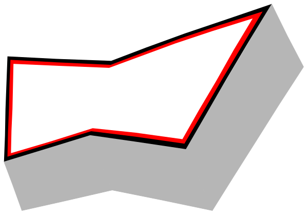 The image shows a stylized graphic with two abstract shapes resembling an eye on top of another shape that could be interpreted as either a boat or a house; there is no text present in this clip-art piece, and it appears to have been created using digital art techniques.