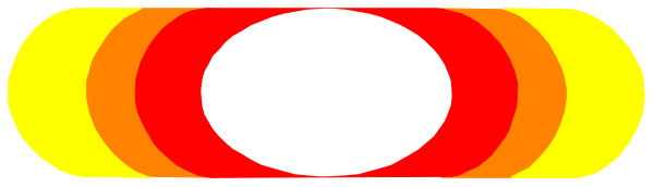 The image shows a simple graphic with two red circles on either side of what appears to be an orange line segmenting into three parts at one end.